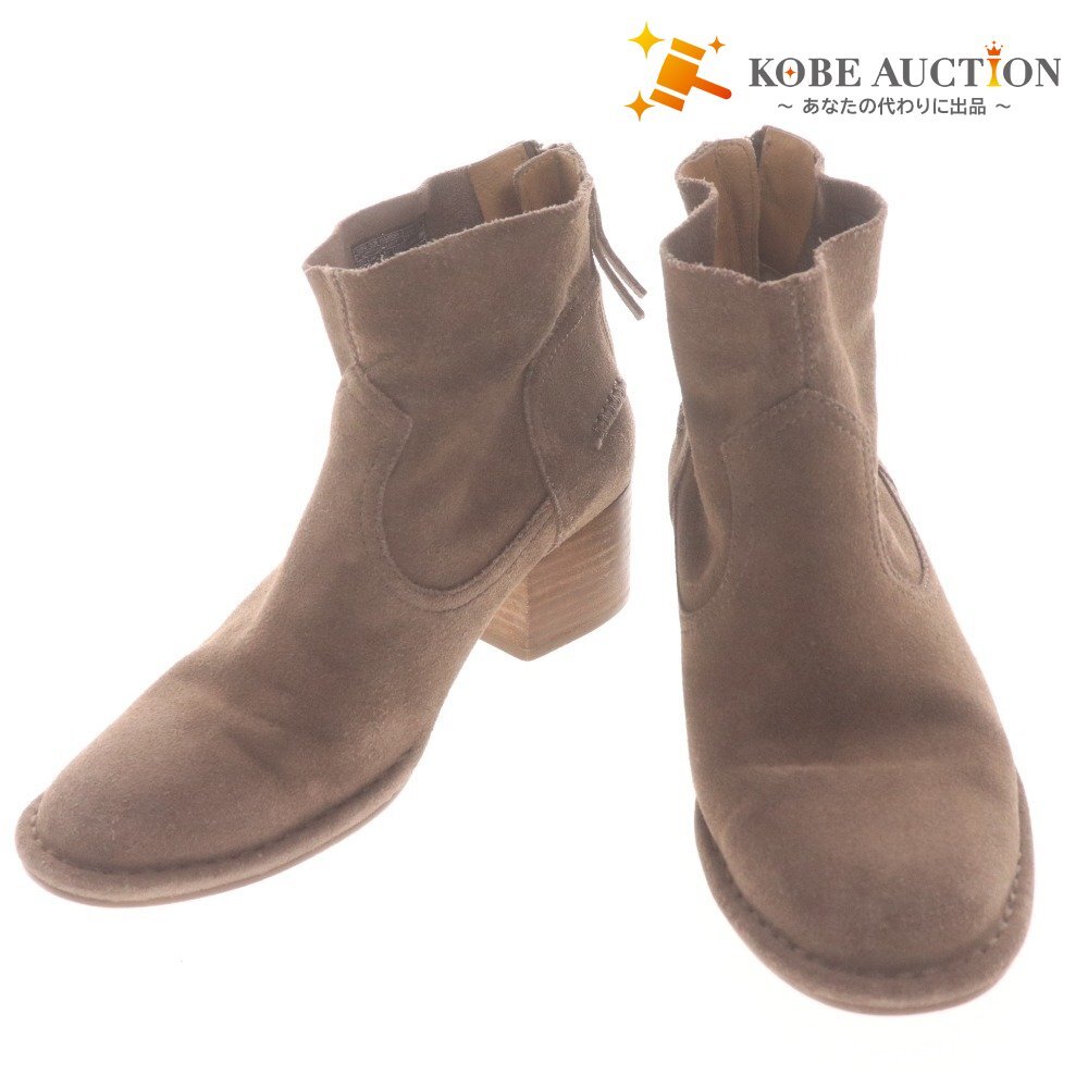 ■ UGG アグ ショートブーツ 革靴 スエード ヒール ジップアップ レディース 23 ベージュ拍卖