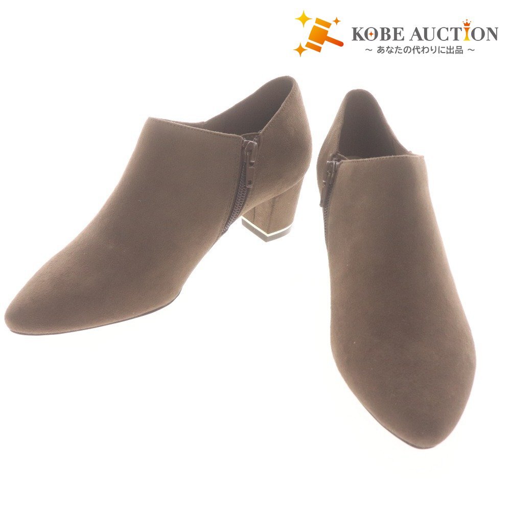 ■ Le Talon ルタロン ブーツ 革靴 スエード ブーティ ショート ヒール ジップアップ レディース S (22cm~22.5cm) ベージュ拍卖