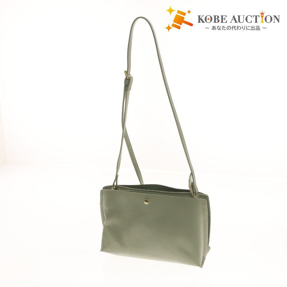 ■ legato largo レガートラルゴ ショルダーバッグ ポーチ 鞄 チャック ゴールド金具 レディース ライトグリーン系拍卖