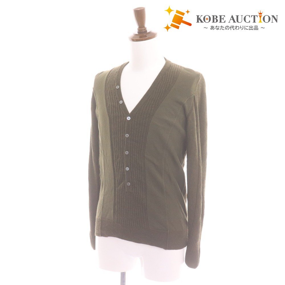 ■ ニールバレット ニット セーター トップス Vネック リブ メンズ カーキ拍卖
