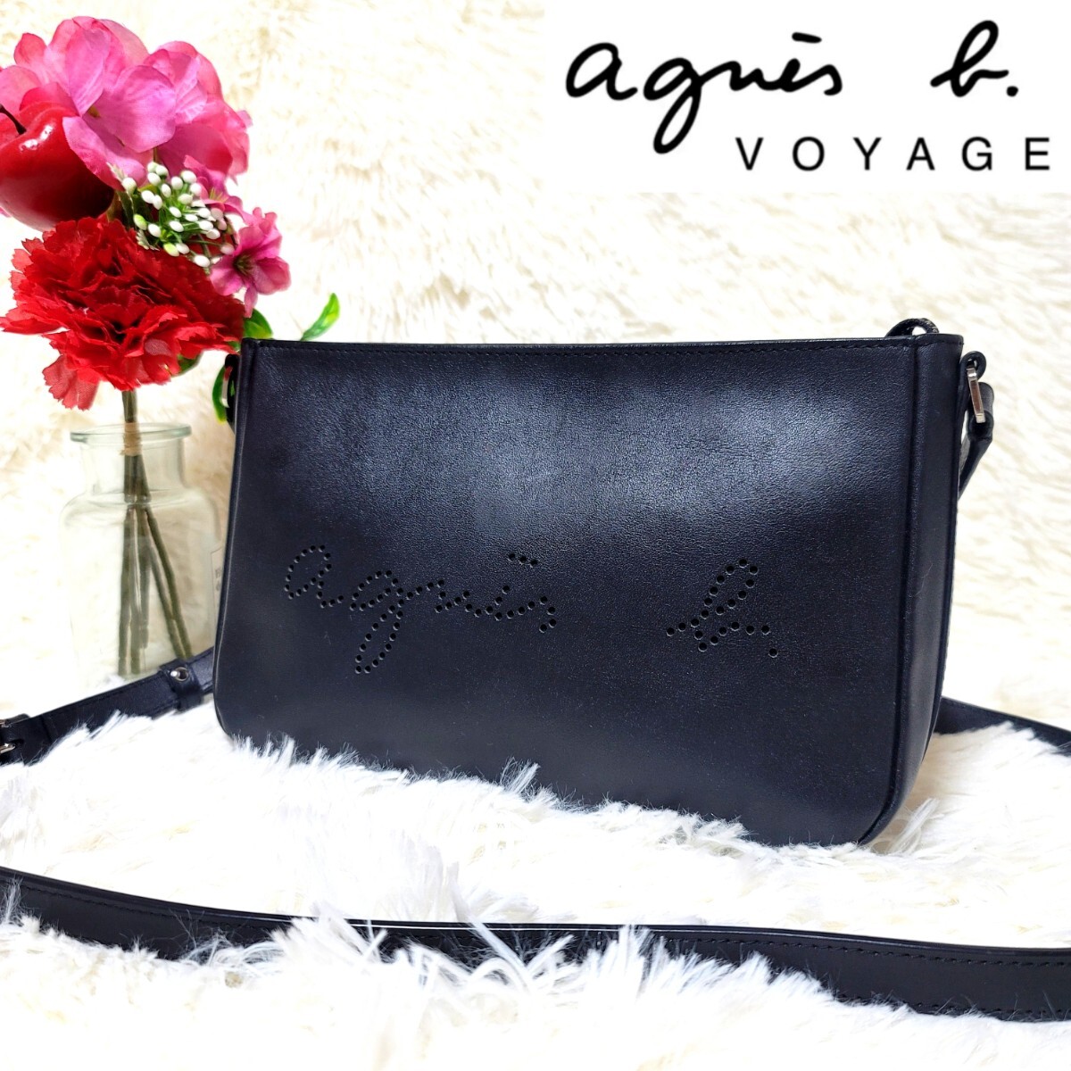 【極美品】アニエスベー ボヤージュ ショルダーバッグ レザー パンチングロゴ拍卖