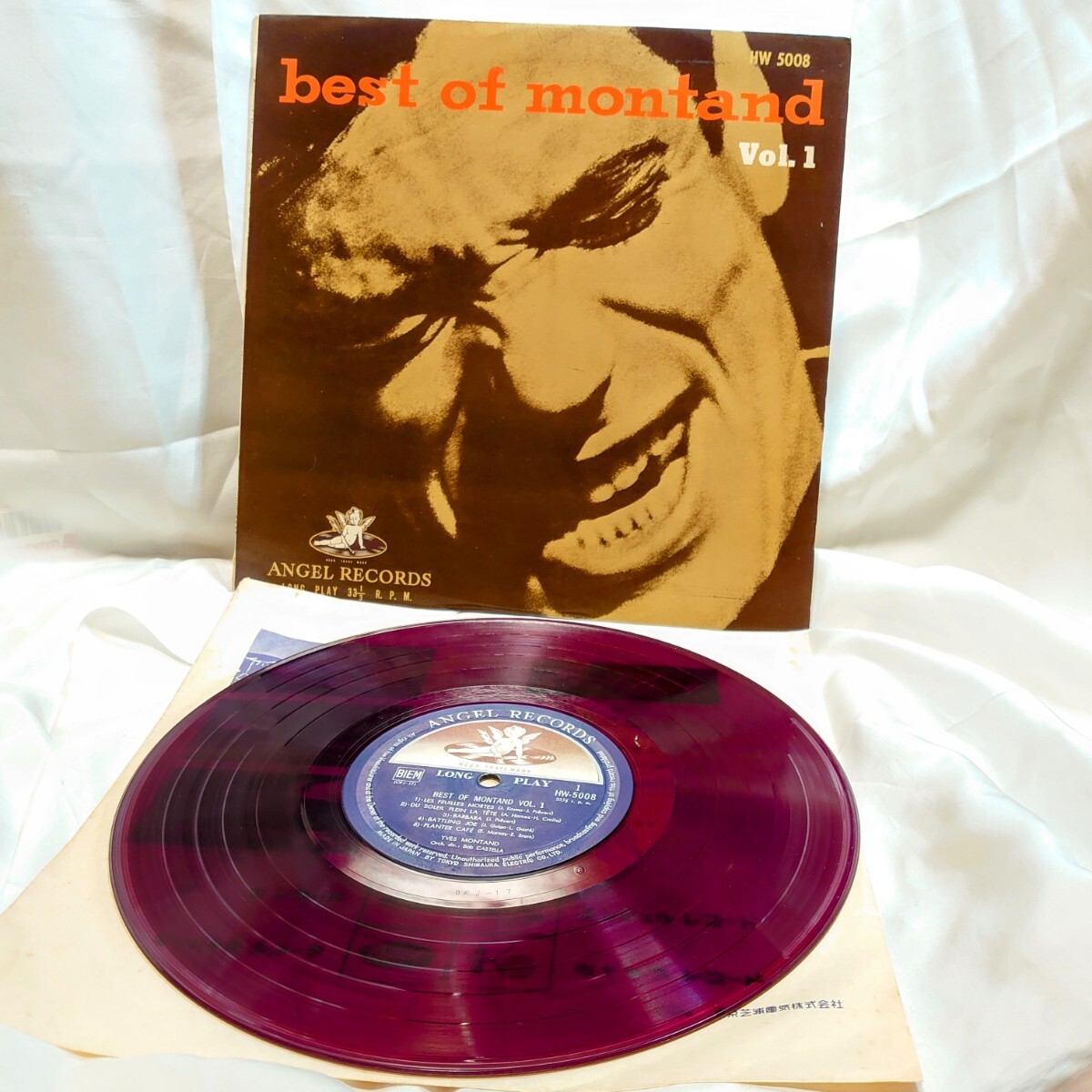 8500【赤盤/ペラジャケ/LP】 イヴモンタン ベストオブモンタン vol.1 HW5008 シャンソン 10インチ アナログ レコード 洋楽 昭和レトロ拍卖