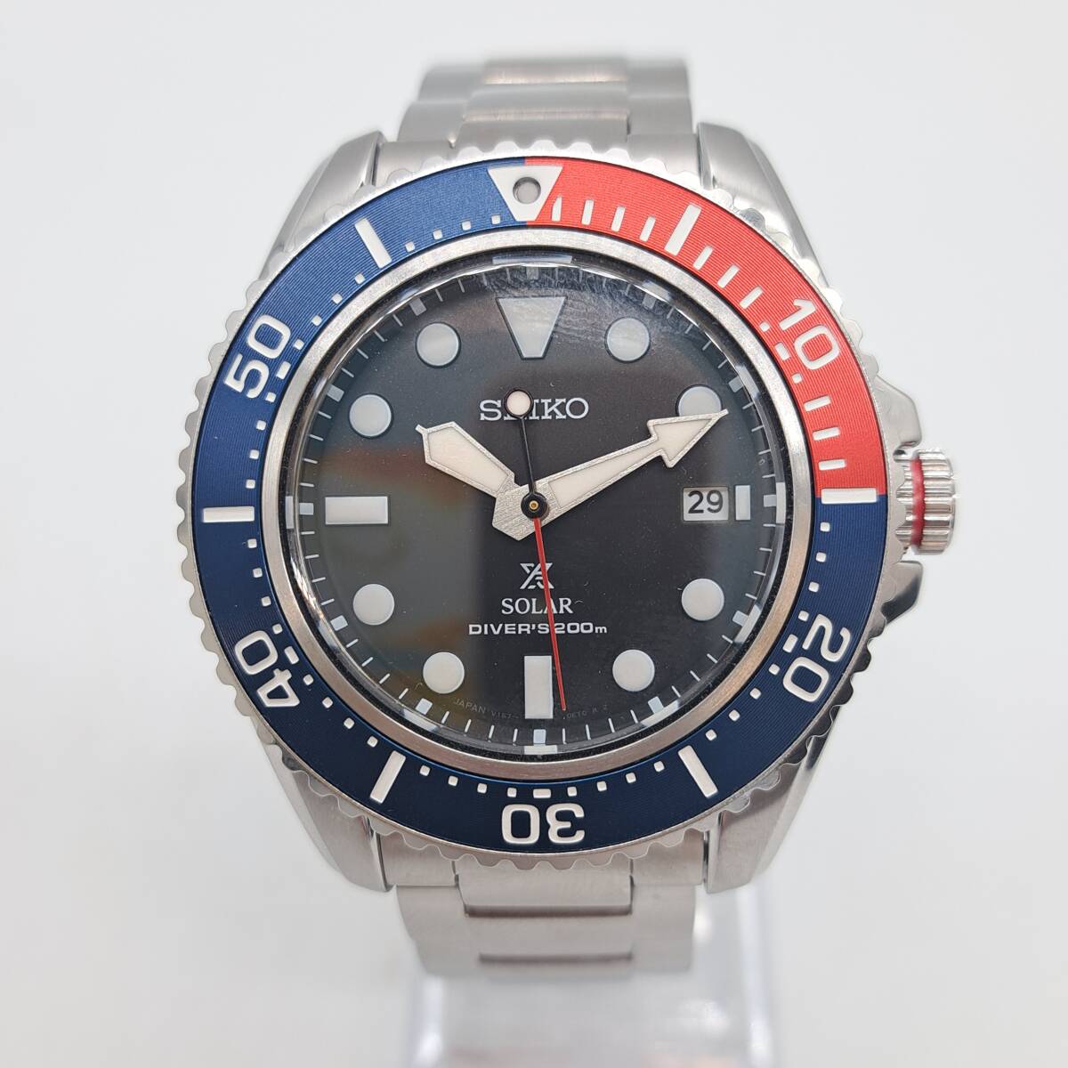 K9374●【稼働品!】 SEIKO PROSPEX セイコー プロスペックス ダイバースキューバ ソーラー SBDJ053 V157-0DP0 黒文字盤 ペプシカラー 拍卖