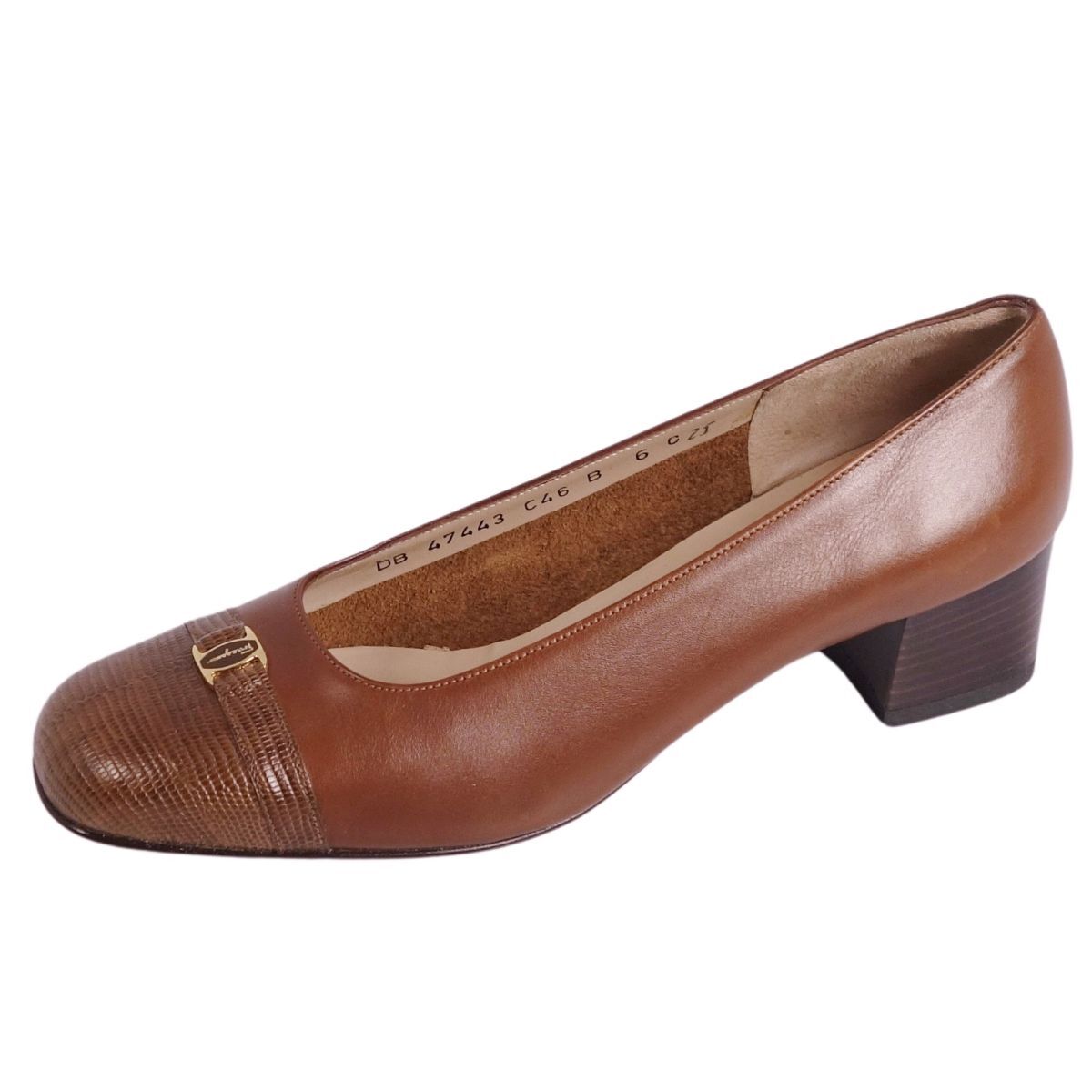 未使用 サルヴァトーレ フェラガモ Salvatore Ferragamo パンプス ヴァラ リザード型押し 6C(23.5cm相当) ブラウン ce07dm-rm20e32805拍卖