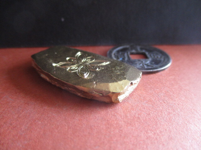 織田信長公の安土譲葉金 量目約28.9g 刻印「金剛石」「芙蓉花」拍卖