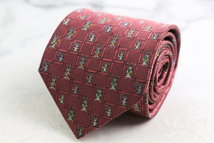 銀座田屋 オーバーテン ブランド ネクタイ チェック柄 動物柄 シルク 日本製 PO メンズ ピンク GINZA TAYA OVER-TEN拍卖