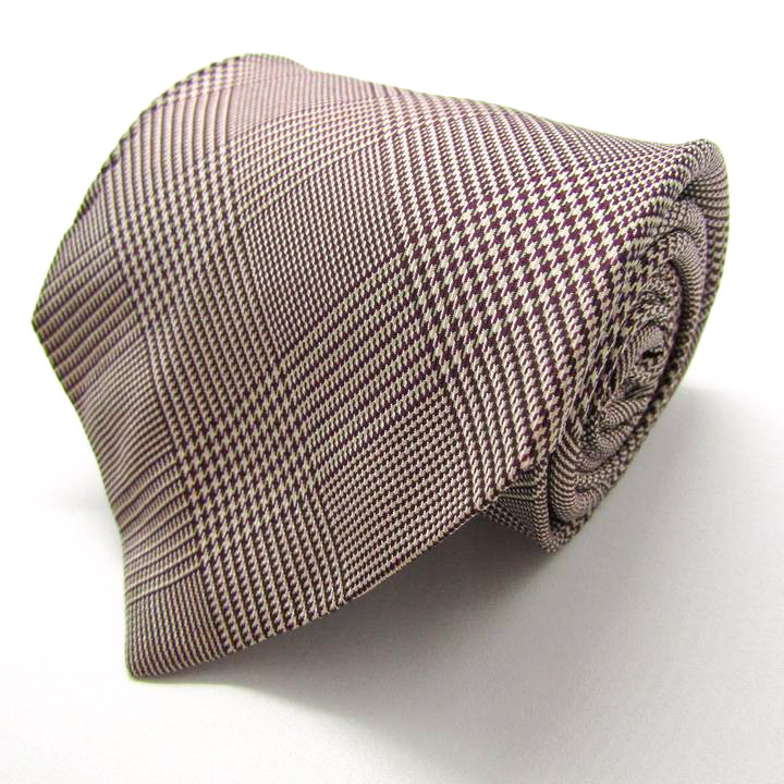 ブルックスブラザーズ ブランド ネクタイ チェック柄 格子柄 シルク アメリカ製 PO メンズ ワインレッド Brooks Brothers拍卖