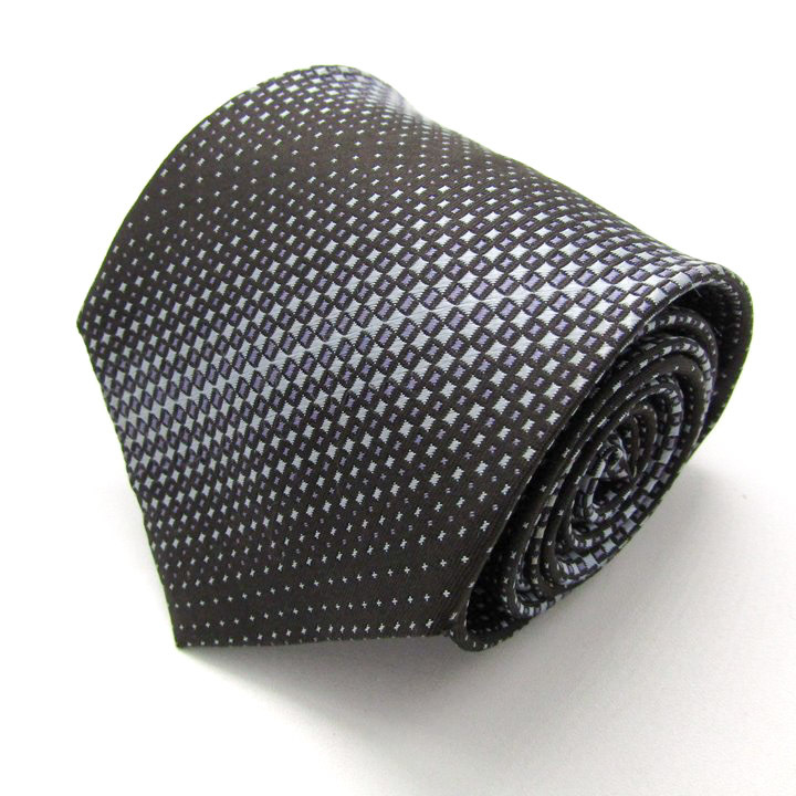 ダナキャラン ブランド ネクタイ 格子柄 小紋柄 スクエア柄 シルク 日本製 PO メンズ ブラック DKNY拍卖