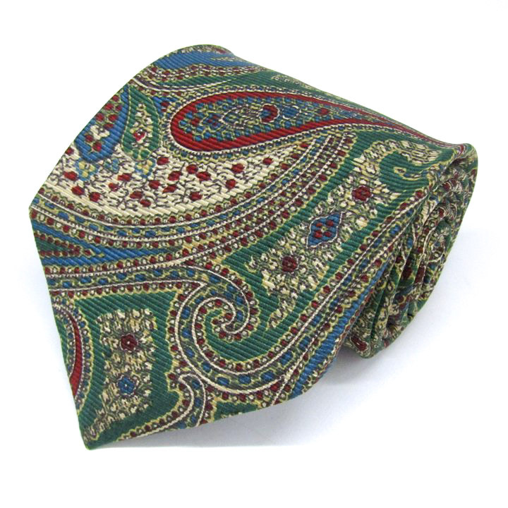 ジェイプレス ブランド ネクタイ 総柄 ペイズリー 幾何学模様 シルク PO メンズ カーキ J.PRESS拍卖