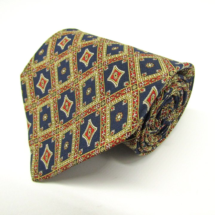 クレージュ ブランド ネクタイ 総柄 チェック柄 小紋柄 格子柄 ダイヤ柄 PO メンズ ネイビー courreges拍卖