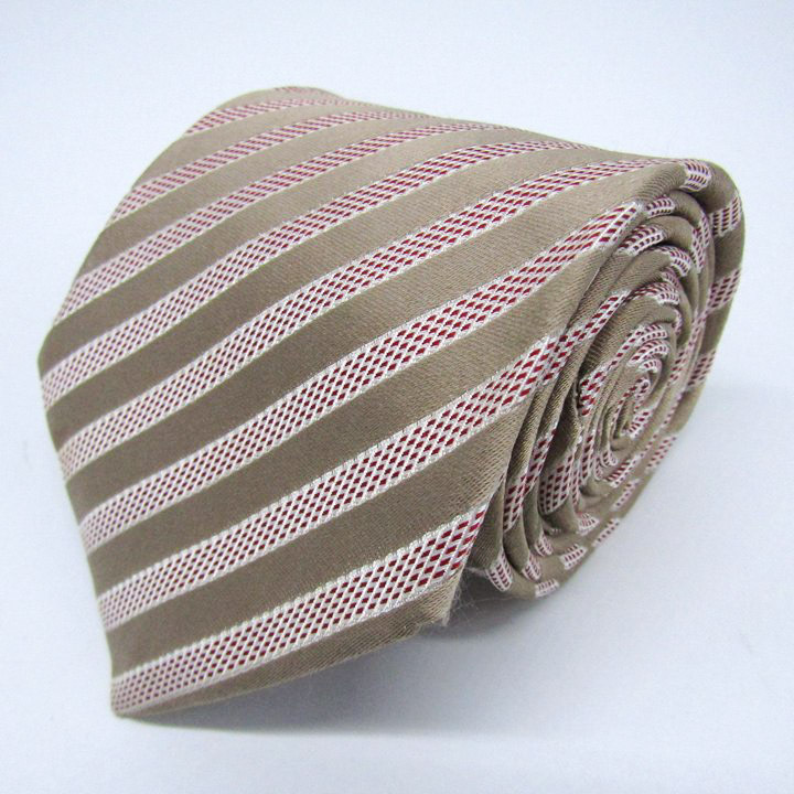 サルヴァトーレフェラガモ ブランド ネクタイ ストライプ柄 シルク イイタリア製 PO メンズ ベージュ Salvatore Ferragamo拍卖