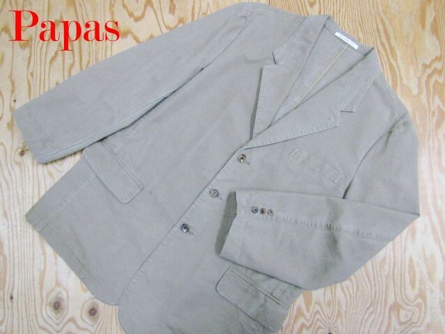 ★パパス Papas★メンズ テーラードデザイン ワンポイント刺繍 コットンジャケット★R70803051A拍卖