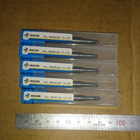 R2 φ4 新品 首下12 超硬 ボールエンドミル 5本セット misimi ミスミ製拍卖