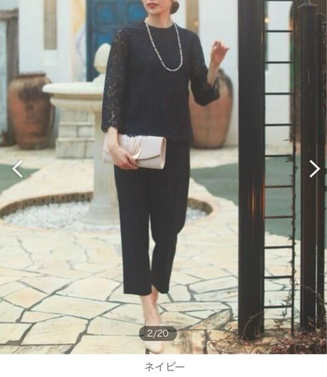 美品 一度着用のみ any sis ノーブルレースセットアップ Mサイズ相当 ネイビー クリーニング済拍卖