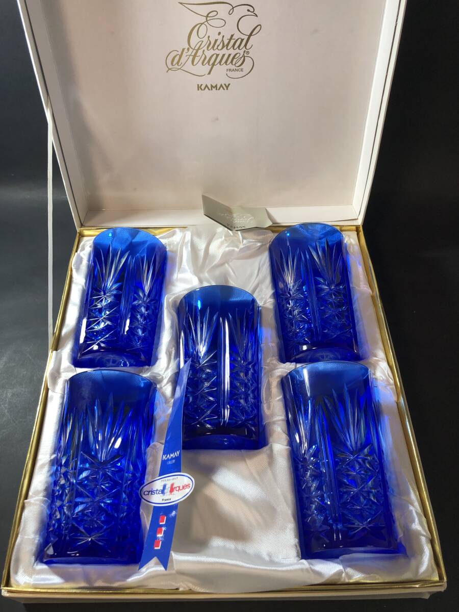 カメイガラス 被せガラス ブルー ガラスコップ 5客セット ガラスコップ テーブルコーディネート拍卖