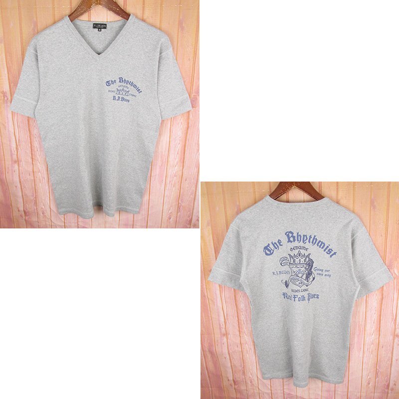 LST12531 R.J.B アールジェイビー Vネック Tシャツ グレー 40 美品(クリックポスト可)拍卖