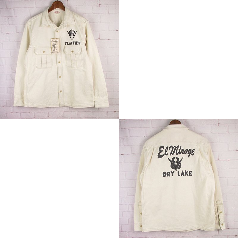 LAS9026 FREEWHEELERS フリーホイーラーズ El Mirage DRY LAKE V8 FLATTIES FUELER ワークシャツ 2323004 クリーム 16拍卖