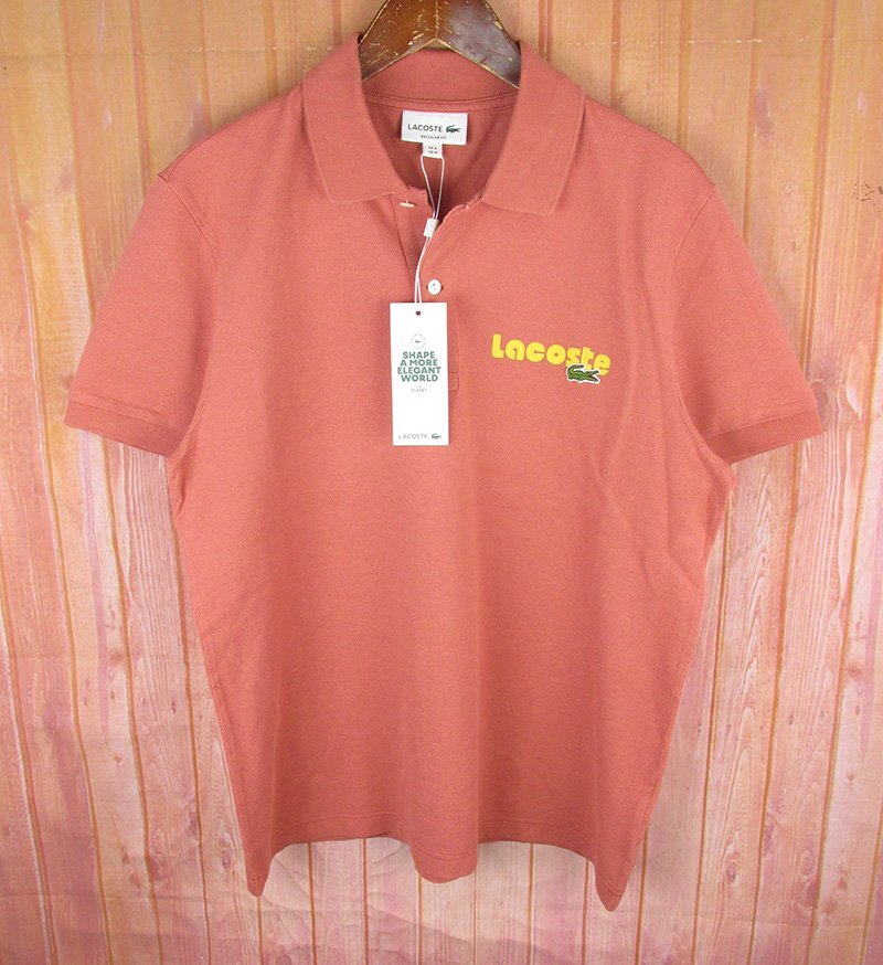 LST12655 LACOSTE ラコステ ネームプリント ウォッシュド ポロシャツ PH0786 ローズ US M 未使用拍卖