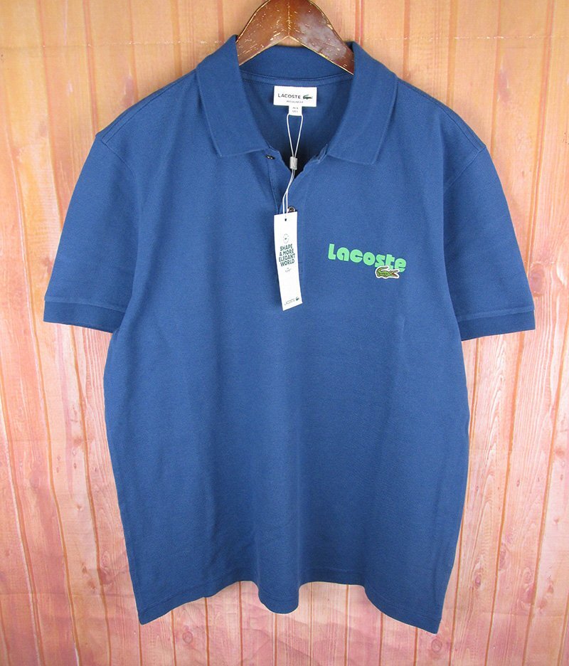 LST12663 LACOSTE ラコステ ネームプリント ウォッシュド ポロシャツ PH0786 ブルー US L 未使用拍卖