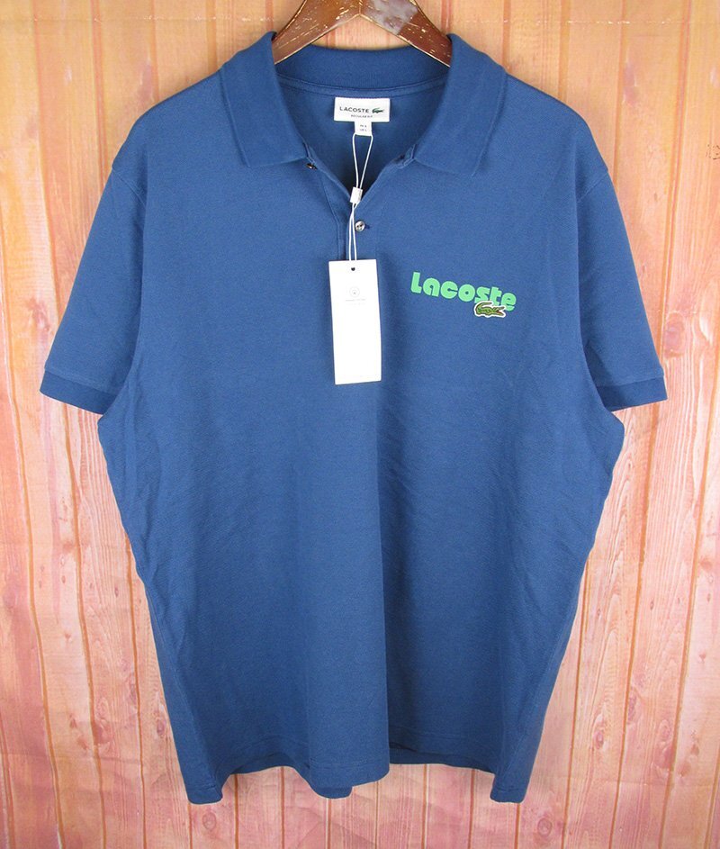 LST12574 LACOSTE ラコステ ネームプリント ウォッシュド ポロシャツ PH0786 ブルー US L 未使用拍卖