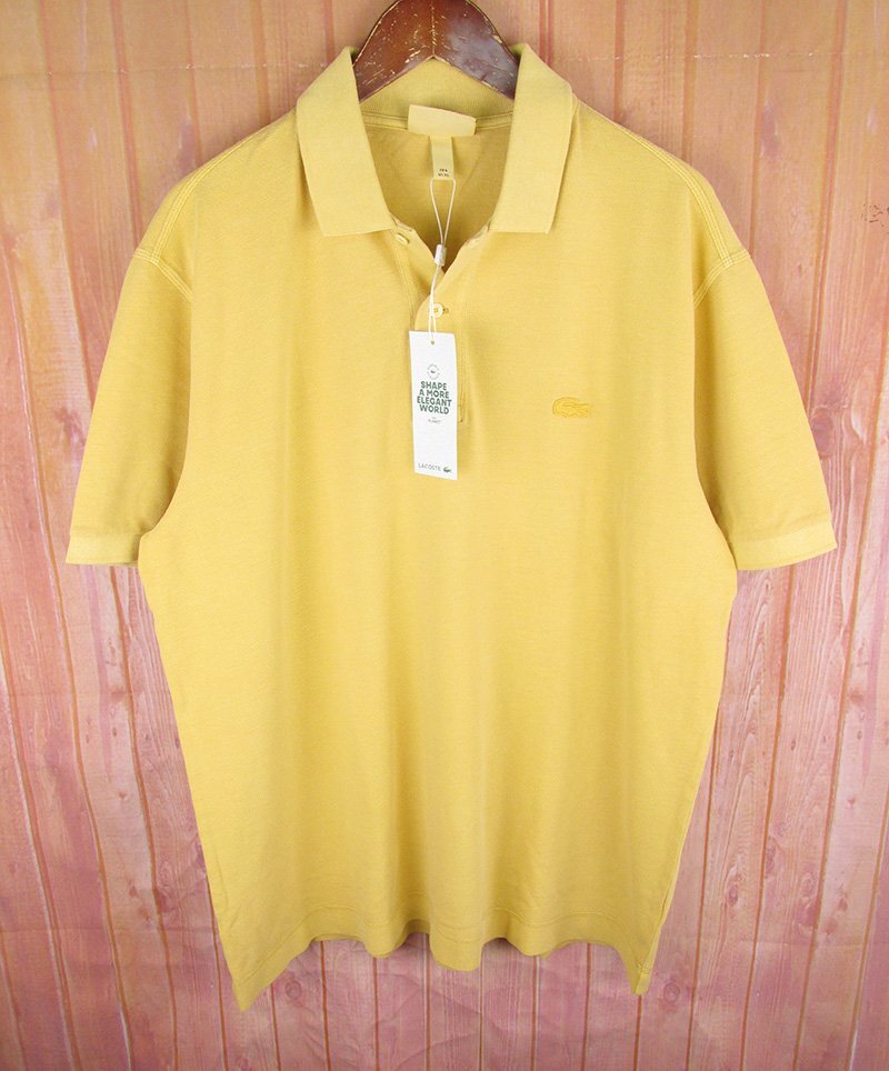 LST12662 LACOSTE ラコステ ミネラルダイ 鹿の子地 ポロシャツ PH3450 イエロー US XL 未使用拍卖