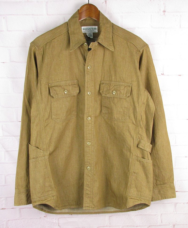 LAS9039 SASSAFRAS ササフラス GARDENER SHIRT ガーデナーシャツ ブラウン系 S 美品拍卖