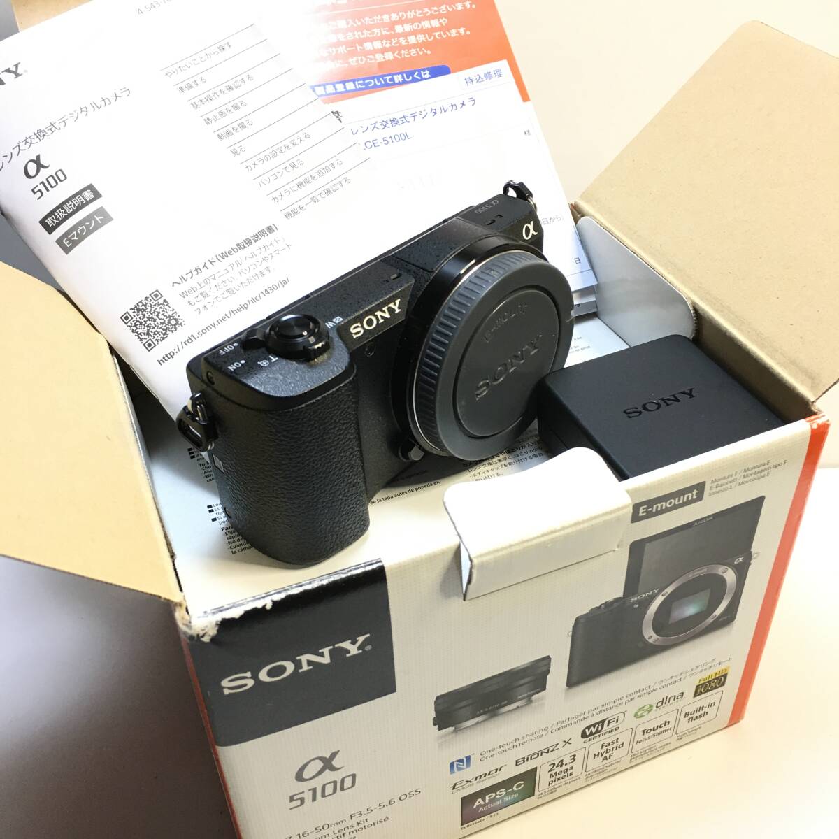 【動作確認済】SONY α5100/ILCE-5100/黒|ミラーレスカメラ|2470万画素/50Mbps動画|マニュアル一式/箱/ACアダプター【お買得品】拍卖