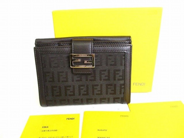 【未使用保管品】 フェンディ FENDI ズッキーノ キャンバス レザー 2つ折り 財布 コンパクト財布 コンパクトウォレット メンズ レディース拍卖