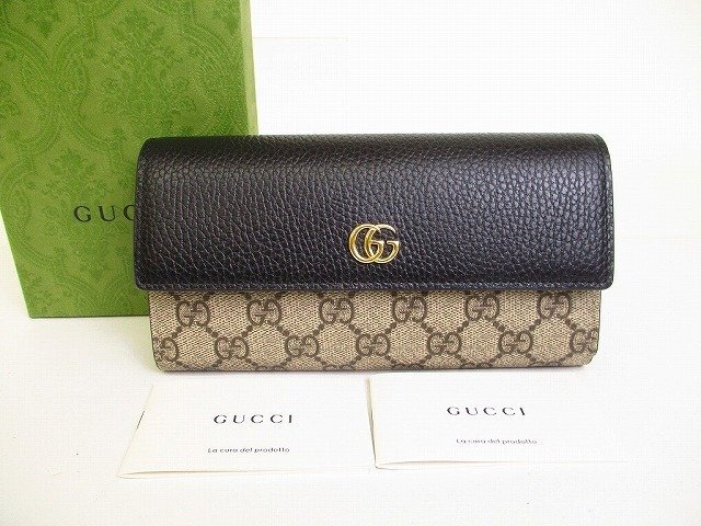 【未使用保管品】 グッチ GUCCI ダブルG GGスプリーム 2つ折り 長財布 コンチネンタルウォレット メンズ レディース拍卖