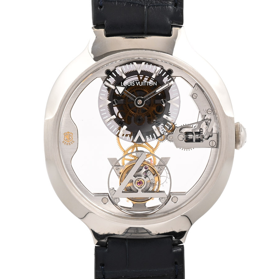 ルイヴィトン フライングトゥールビヨン ポアンソン ドゥ ジュネーブ 腕時計 Q7EBO スケルトン メンズ 中古A品拍卖
