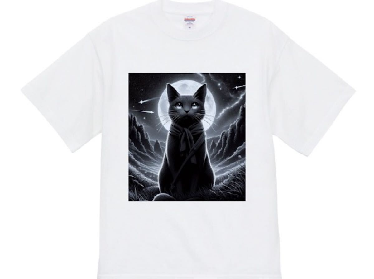 新品未使用オーガニックコットンTシャツ XL ホワイト猫ミステリアス 綺麗 ホワイト Tシャツ拍卖