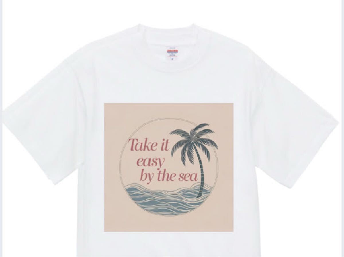 新品ハイクオリティー Tシャツ リゾートヤシの木プリント サマーコーデ Tシャツ 白 ホワイト拍卖