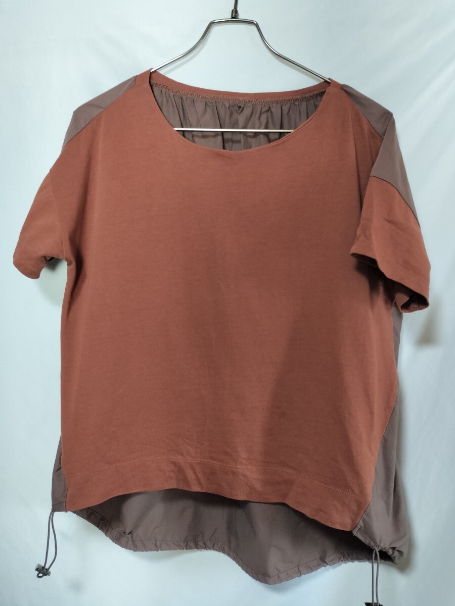 ブージュルード bou jeloud 異素材バックギャザーTシャツ デザインカットソー フリーサイズ拍卖