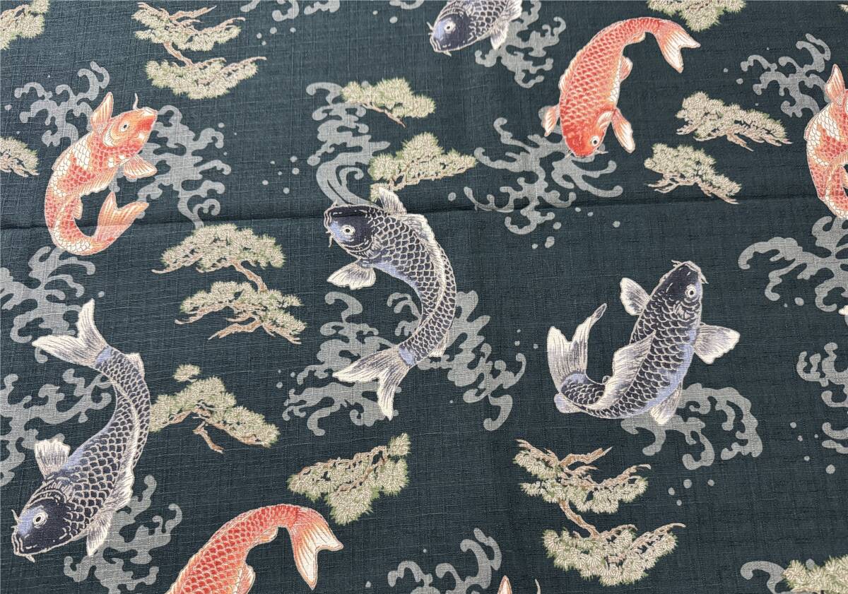 5m ドビー 110×500cm ダークグリーン 綿100% 鯉 日本製 / 生地 はぎれ サザンクロス WAGARA拍卖