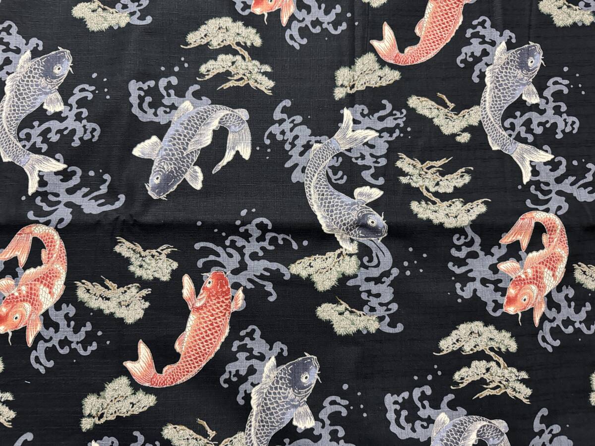 5m ドビー 110×500cm 黒 綿100% 鯉 日本製 / 生地 はぎれ サザンクロス WAGARA拍卖