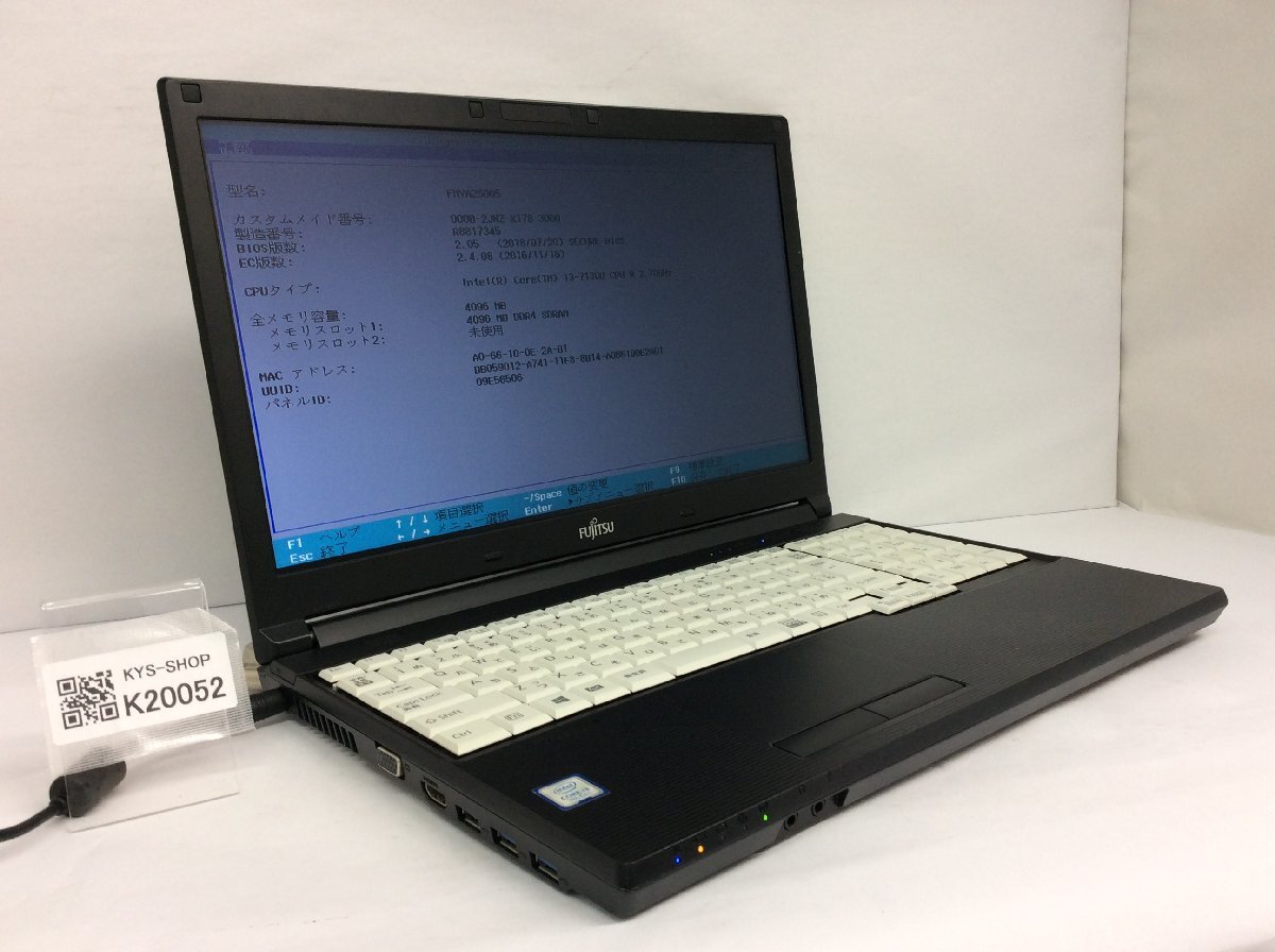 ジャンク/ FUJITSU FMVA26005 LIFEBOOK A577/S Intel Core i3-7130U メモリ4.1GB ストレージ無し 【K20052】拍卖