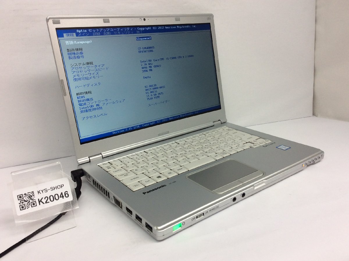 ジャンク/ Panasonic CF-LX6RDMVS Intel Core i5-7300U メモリ4.1GB ストレージ無し 【K20046】拍卖