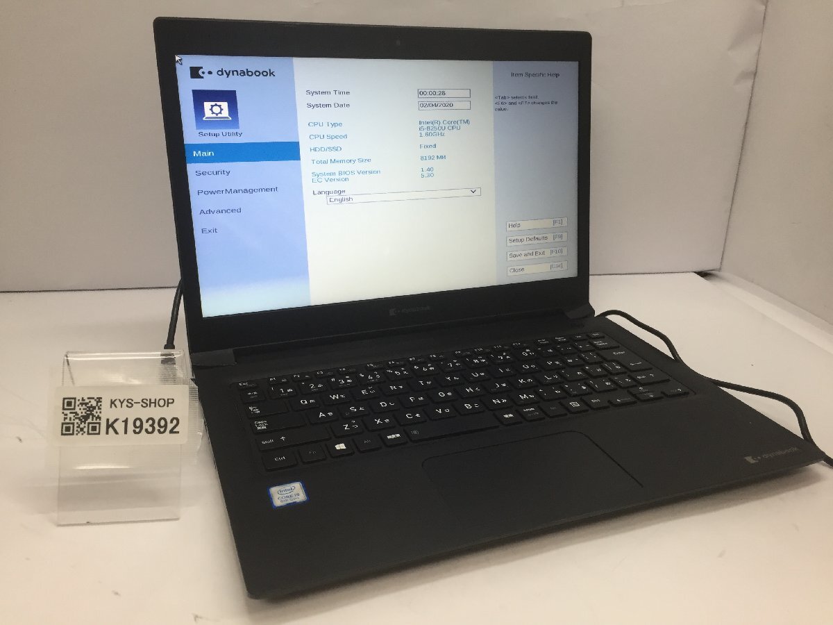 ジャンク/ TOSHIBA dynabook S73/DP Intel Core i5-8250U メモリ8.19GB ストレージ無し 【K19392】拍卖