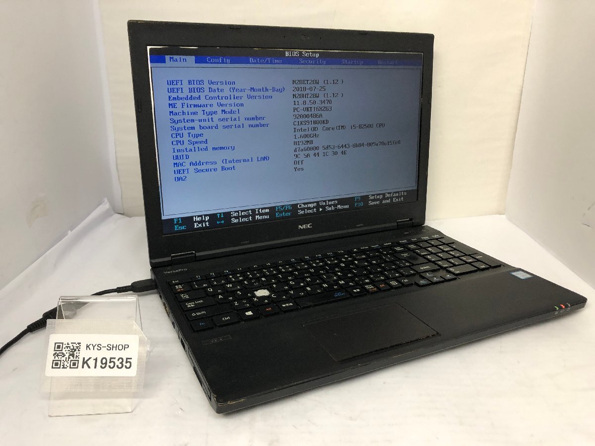 ジャンク/ NEC PC-VKT16XZG3 Intel Core i5-8250U メモリ8.19GB ストレージ無し 【K19535】拍卖