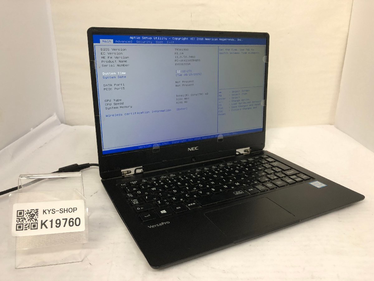 ジャンク/ NEC PC-VKA10HGG6QD3 Corem3-7世代 メモリ4GB ストレージ無し 【K19760】拍卖