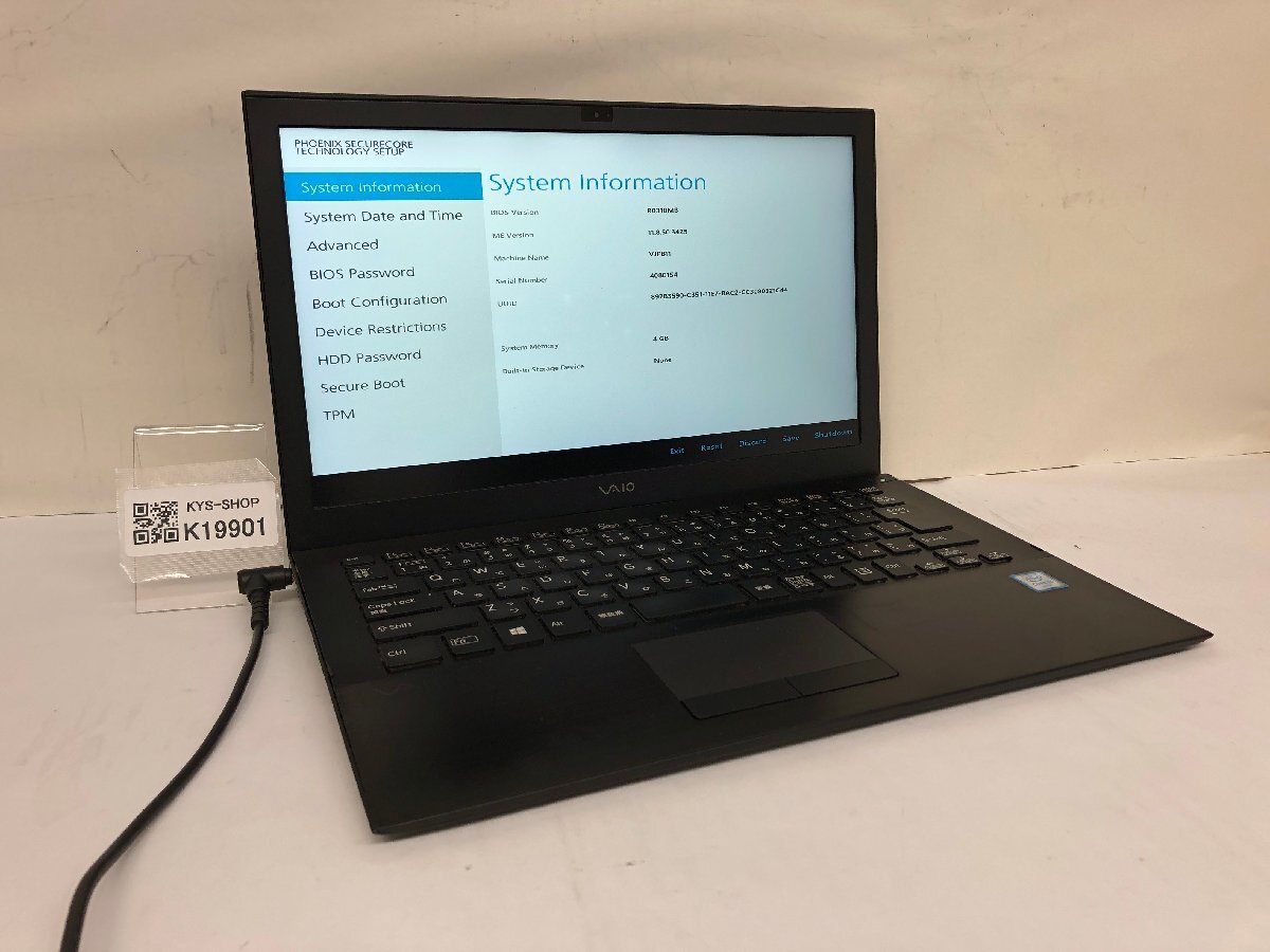 ジャンク/ VAIO VJPB11 Intel Core i3-6100U メモリ4.1GB ストレージ無し 【K19901】拍卖