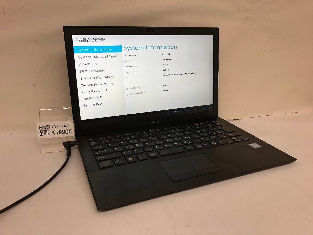 ジャンク/ VAIO VJS131 Intel Core i5-6200U メモリ8.19GB ストレージ無し 【K19905】拍卖