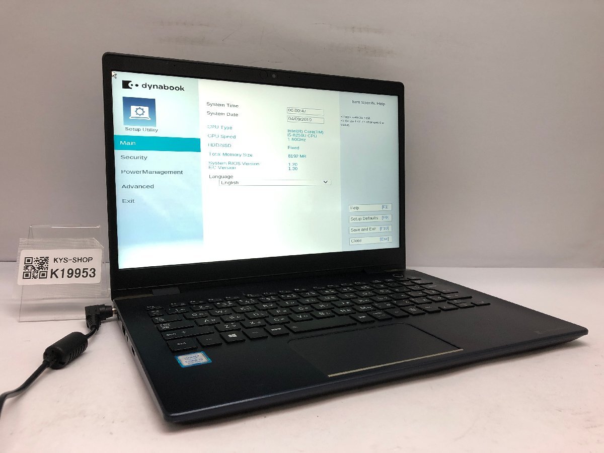 ジャンク/ TOSHIBA dynabook G83/M PG83MTCCGL7A321 Intel Core i5-8250U メモリ8.19GB ストレージ無し 【K19953】拍卖