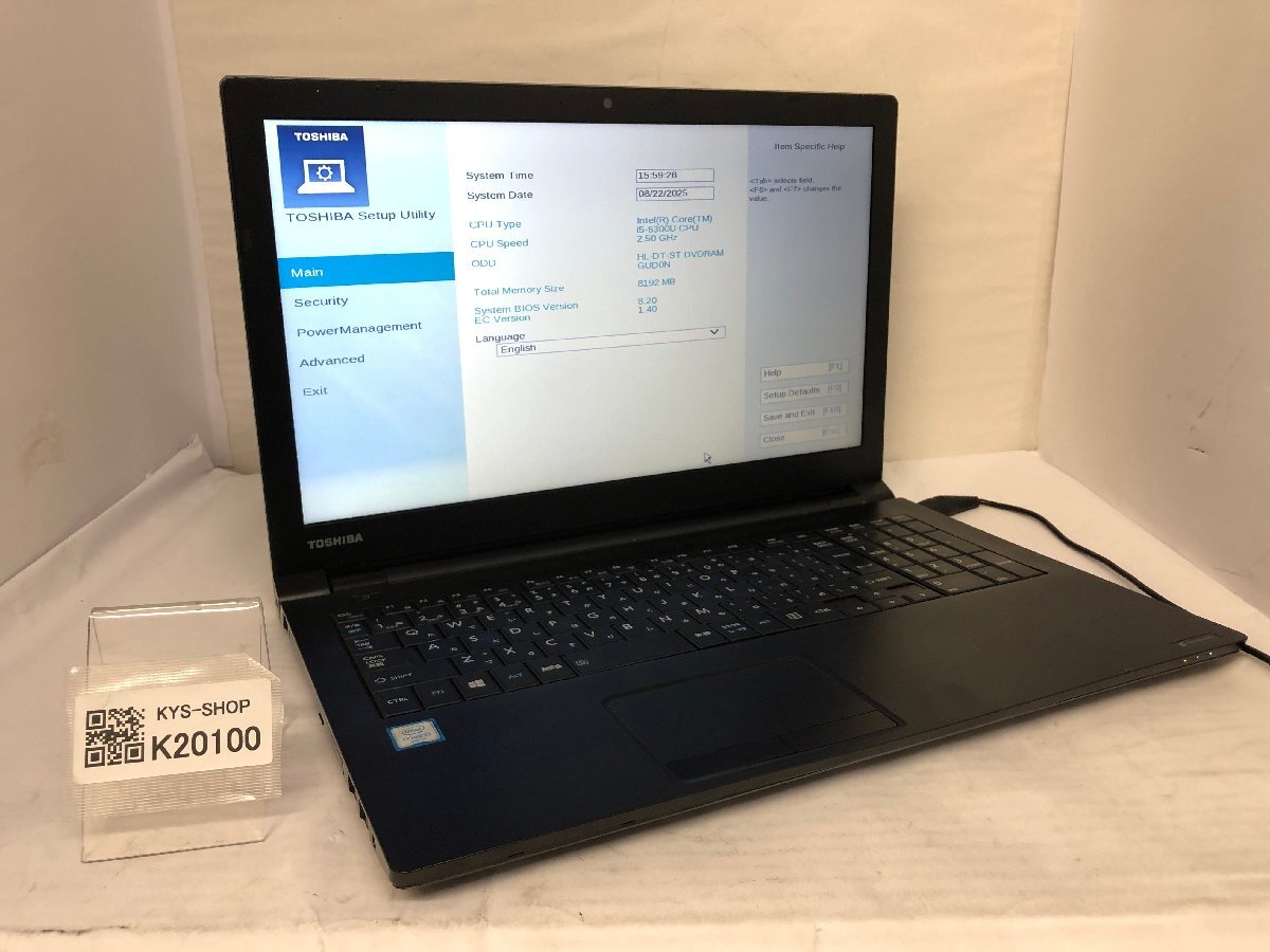 ジャンク/ TOSHIBA dynabook B65/D PB65DBADDN7AD1X Intel Core i5-6300U メモリ8.19GB ストレージ無し 【K20100】拍卖