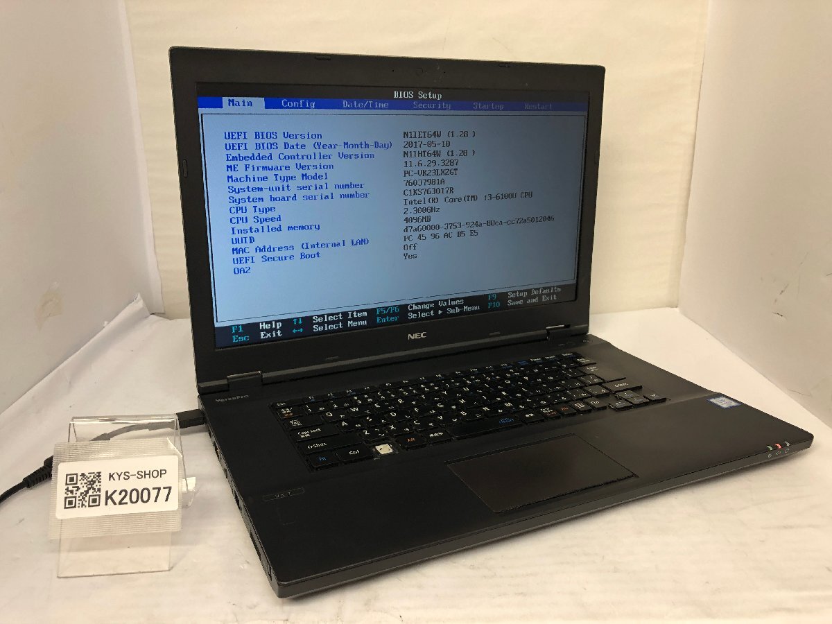 ジャンク/ NEC PC-VK23LXZGT Intel Core i3-6100U メモリ4.1GB ストレージ無し 【K20077】拍卖