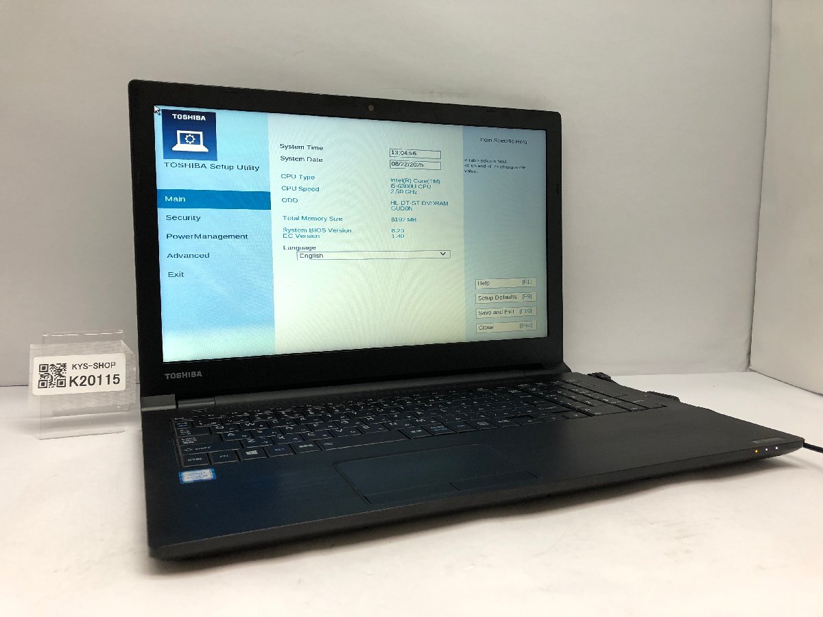 ジャンク/ TOSHIBA dynabook B65/F PB65FBB24N7AD1X Intel Core i5-6300U メモリ8.19GB ストレージ無し 【K20115】拍卖