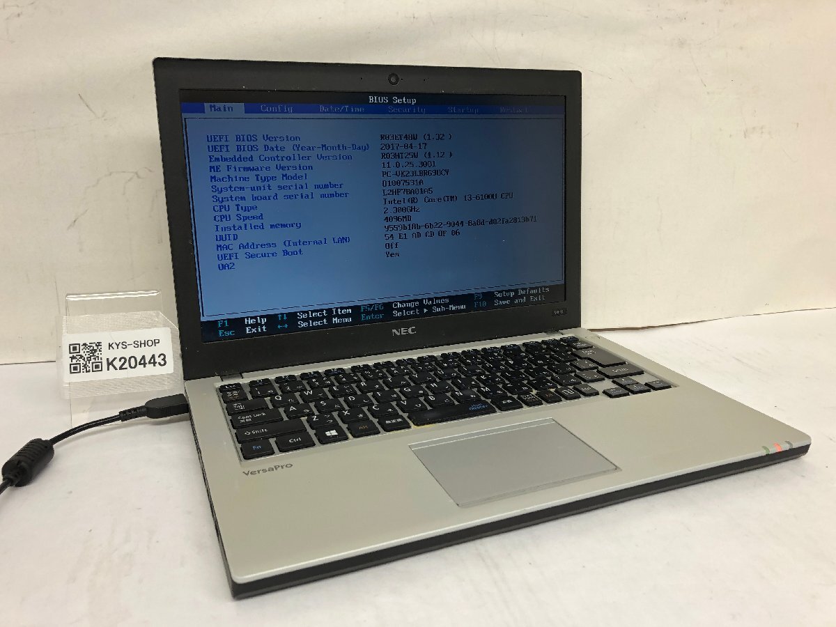 ジャンク/ NEC PC-VK23LBRG9UCY Intel Core i3-6100U メモリ4.1GB ストレージ無し 【K20443】拍卖