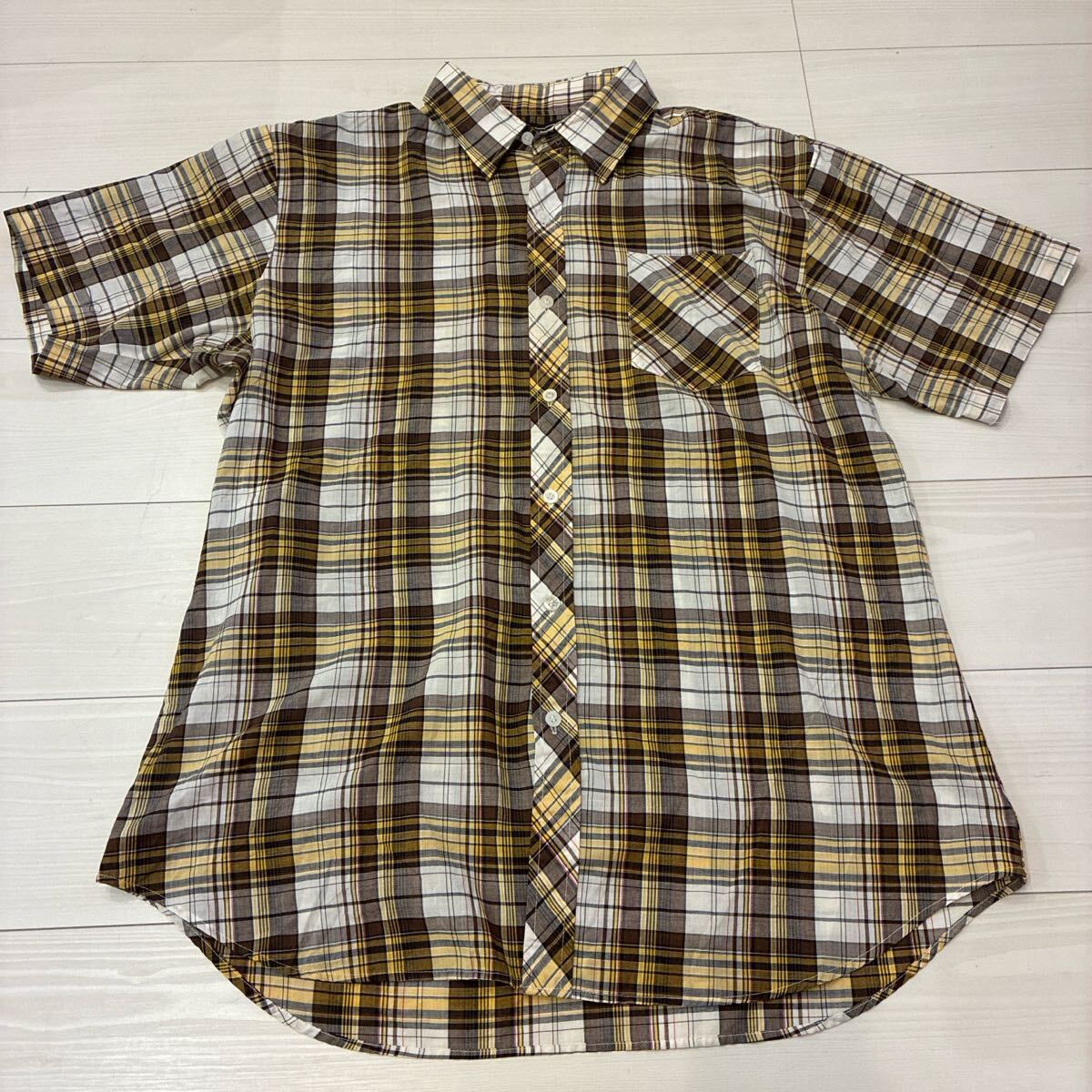 ヴィンテージ sears チェックシャツ シティーボーイ シアーズ マルチ 半袖シャツ チェック アメカジ ストリート イエロー拍卖