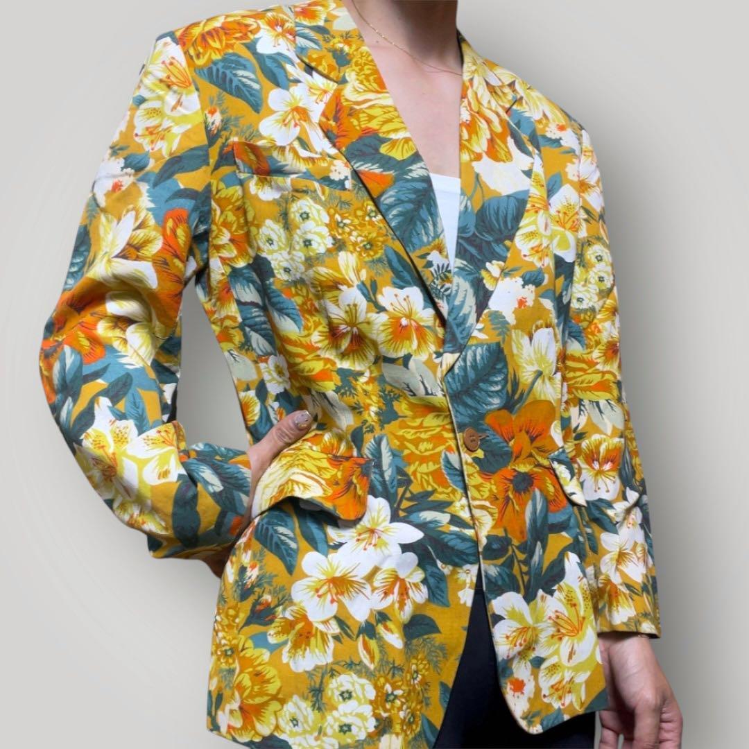 KENZO CITY ケンゾー 花柄テーラードジャケット 黄色 38 フランス製拍卖