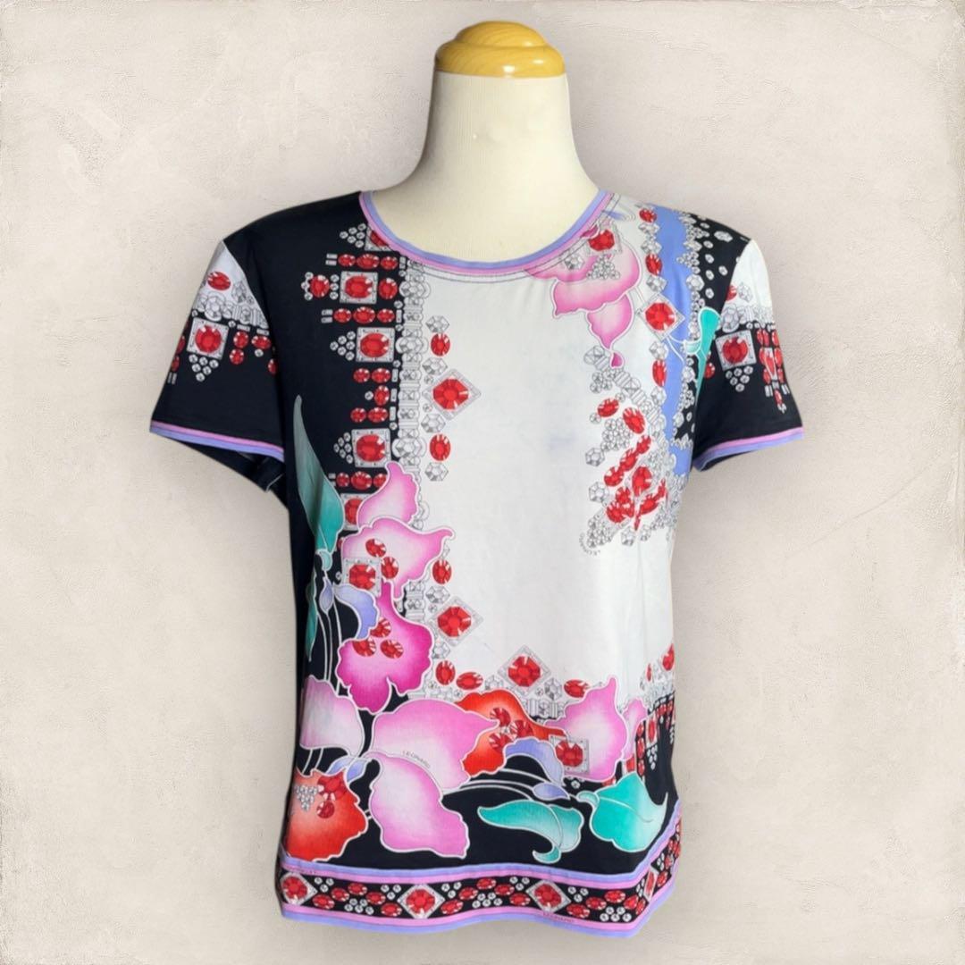 LEONARD レオナール 宝石 花柄 半袖 カットソー XL 大きいサイズ拍卖